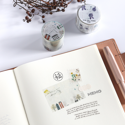 Yohaku / Roll Tracing Paper Sticky Note - Little Town