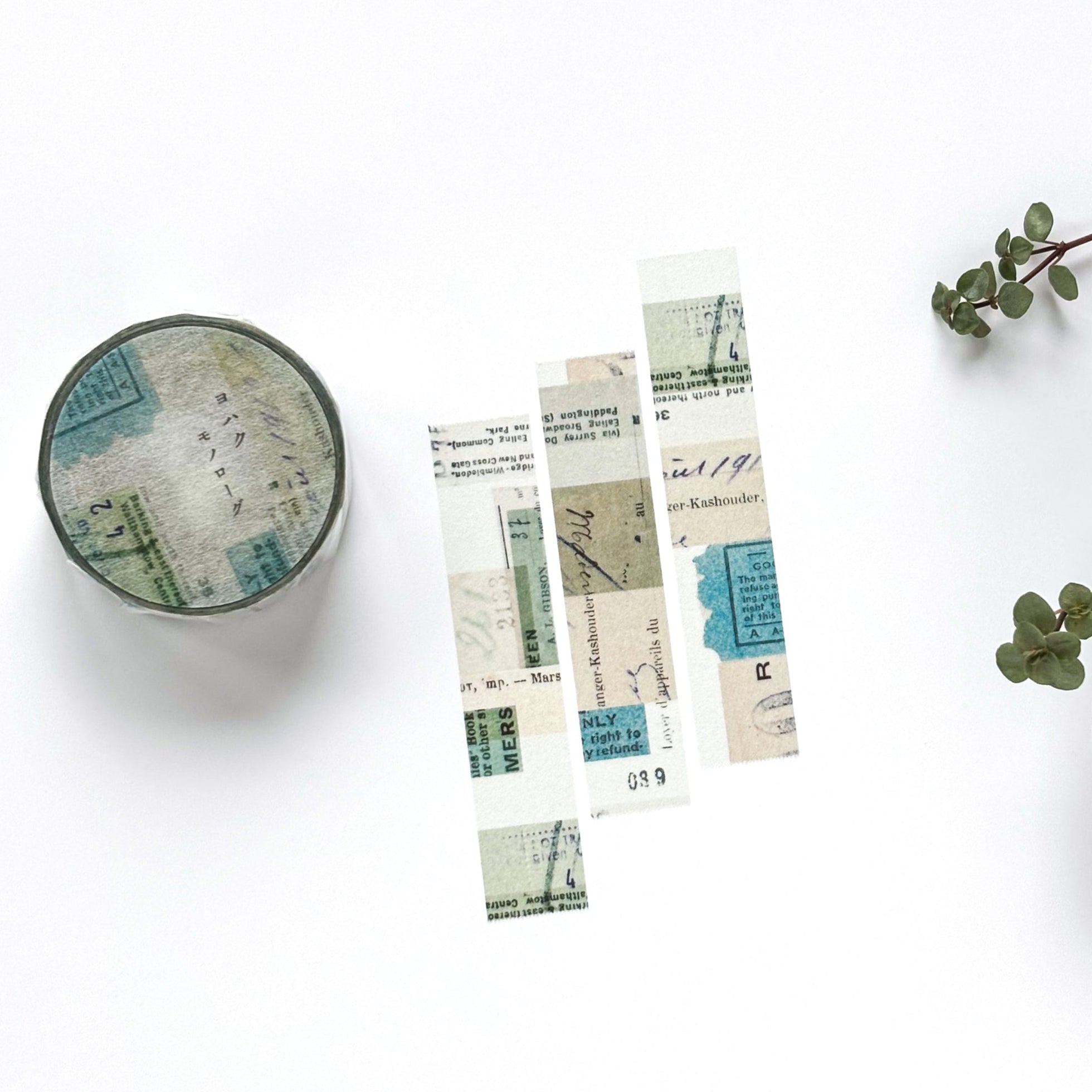 Decorative bookmarks with vintage design on a white surface with a plant.