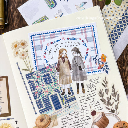 Yuka Takamaru Collage Stickers Set - Light Blue