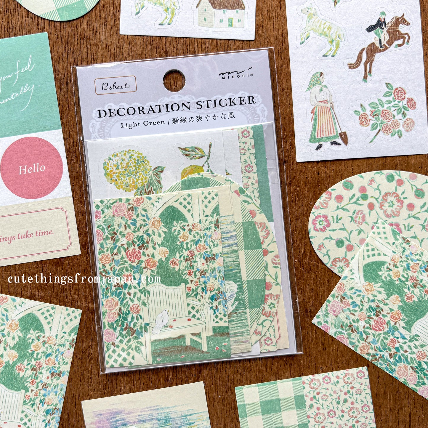 Yuka Takamaru Collage Stickers Set - Light Green