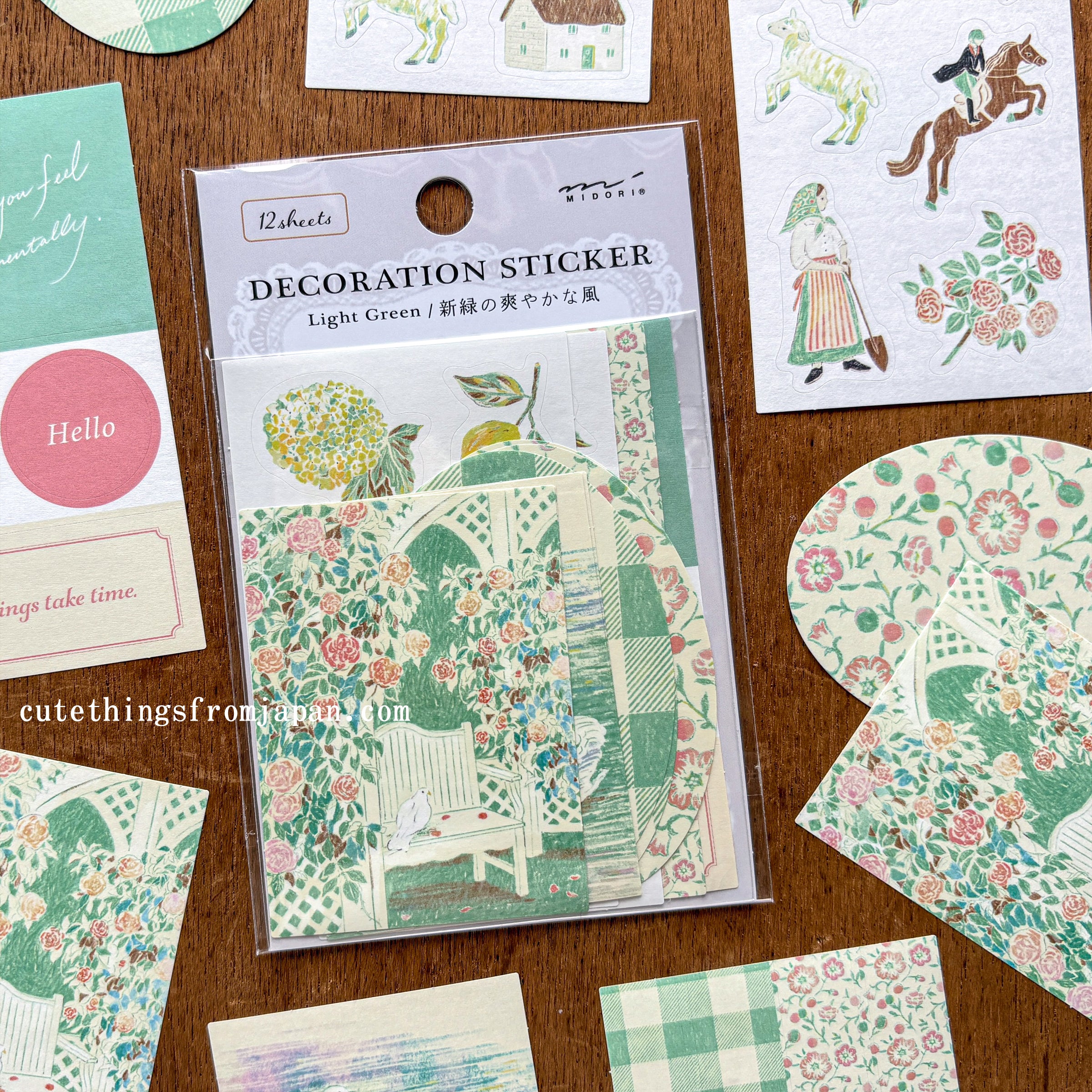 Yuka Takamaru Collage Stickers Set - Light Green
