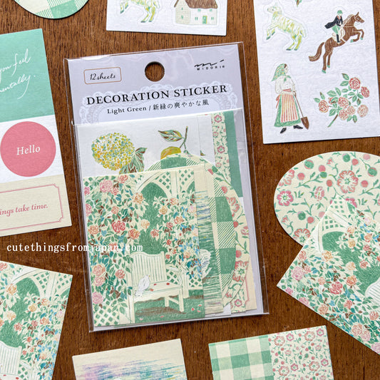 Yuka Takamaru Collage Stickers Set - Light Green