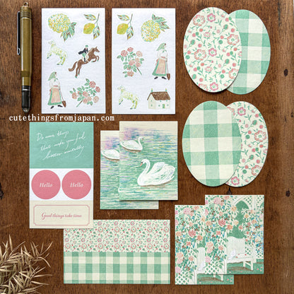 Yuka Takamaru Collage Stickers Set - Light Green