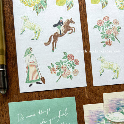 Yuka Takamaru Collage Stickers Set - Light Green