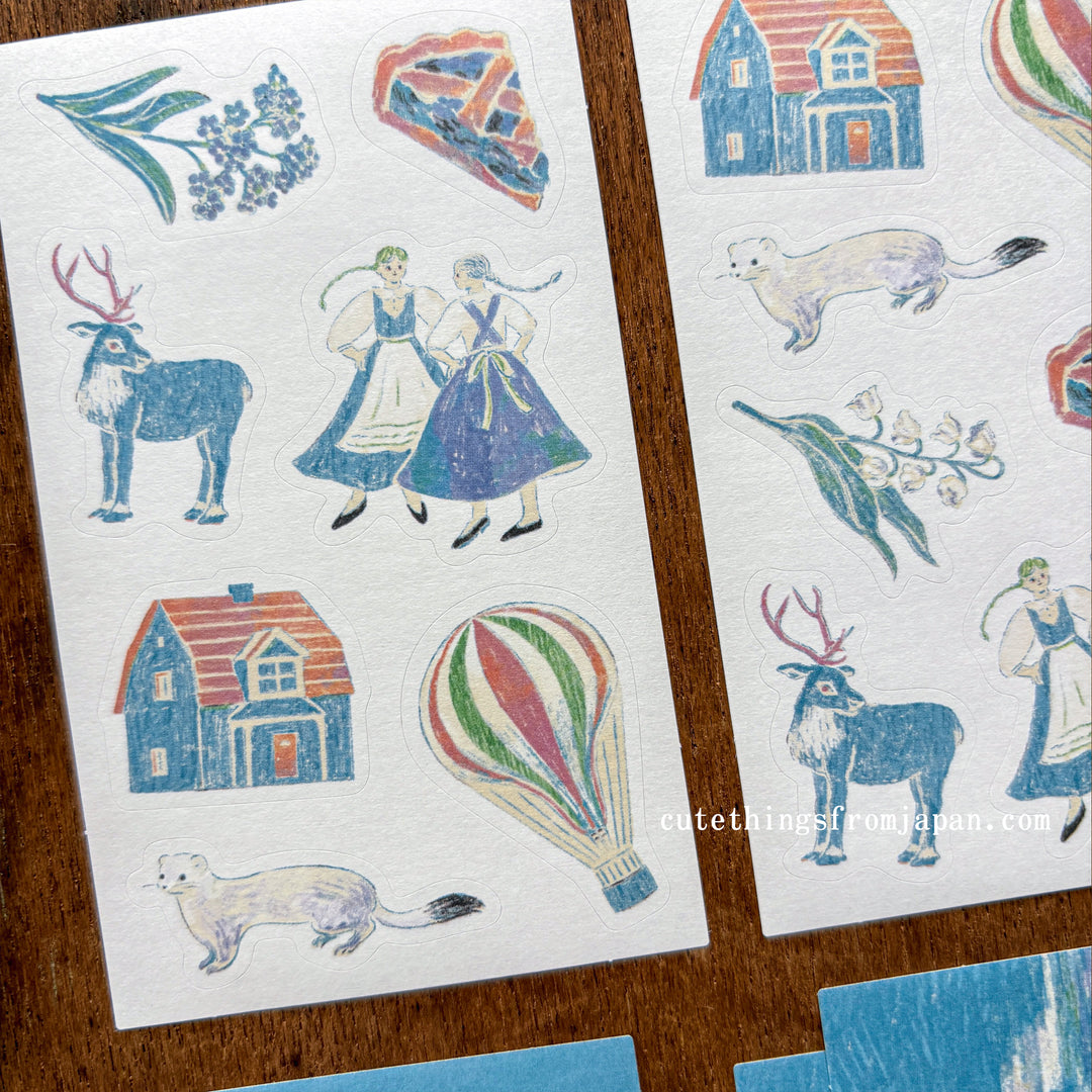 Yuka Takamaru Collage Stickers Set - Light Blue