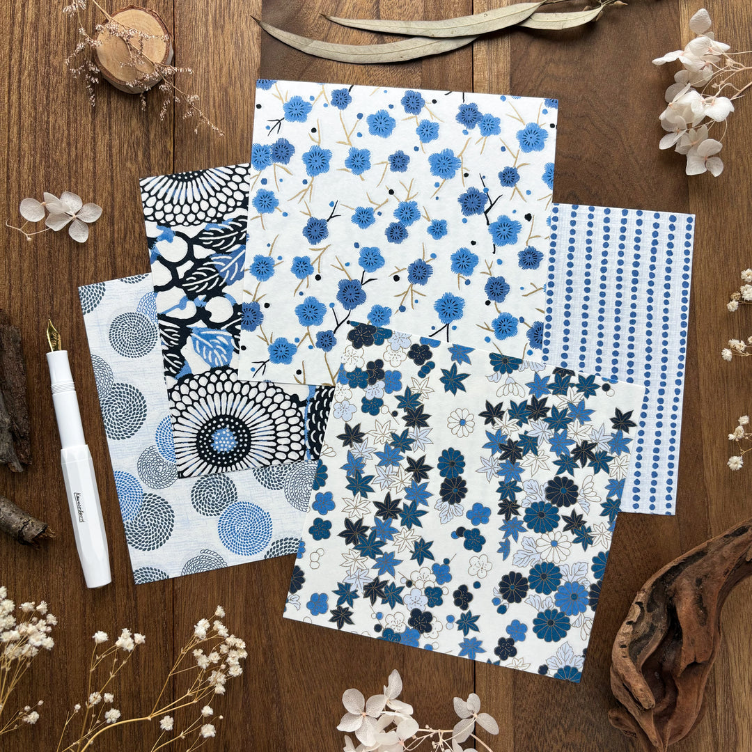 Yuzen Origami Paper Set - Blue