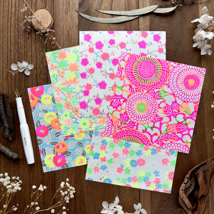 Yuzen Origami Paper Set - Neon