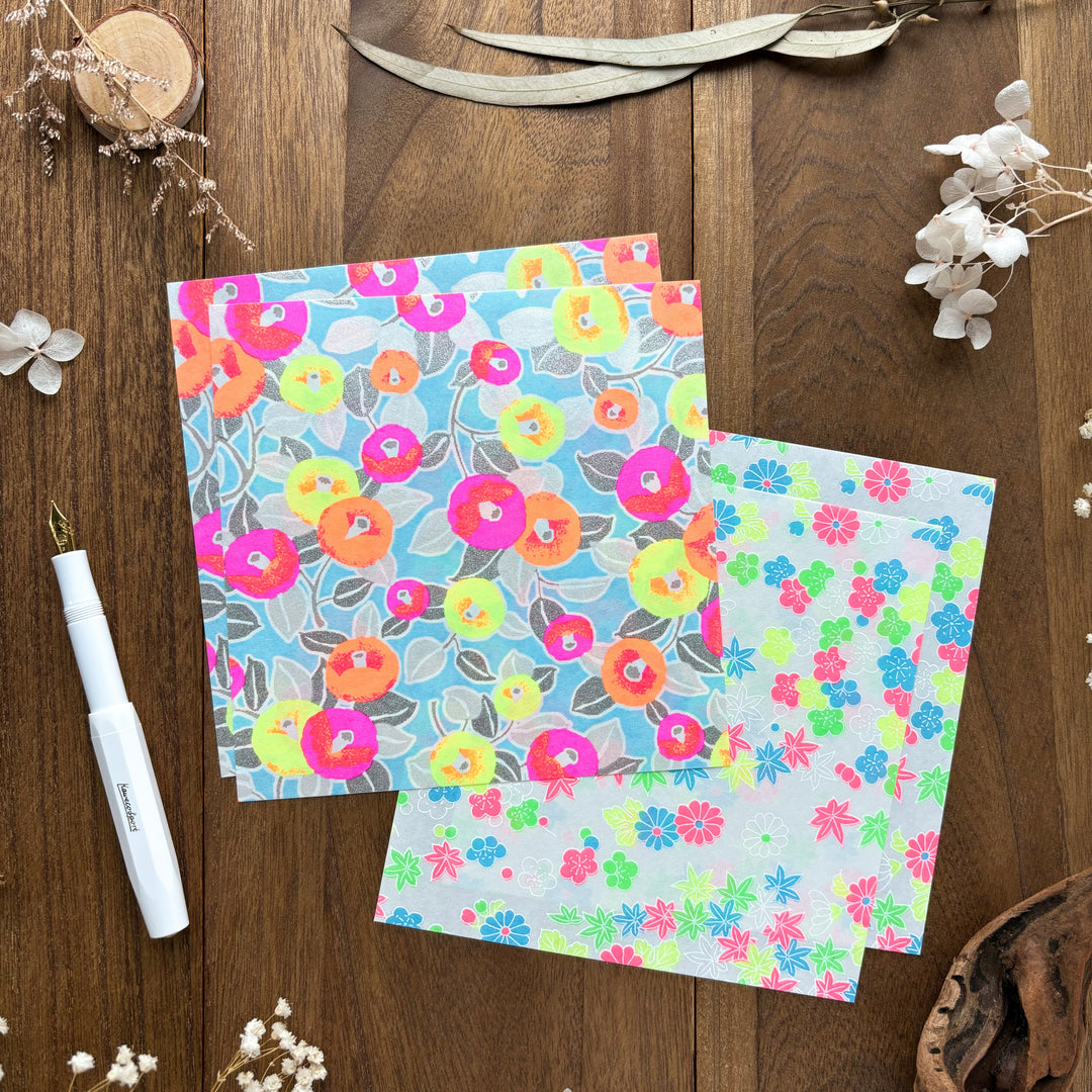 Yuzen Origami Paper Set - Neon