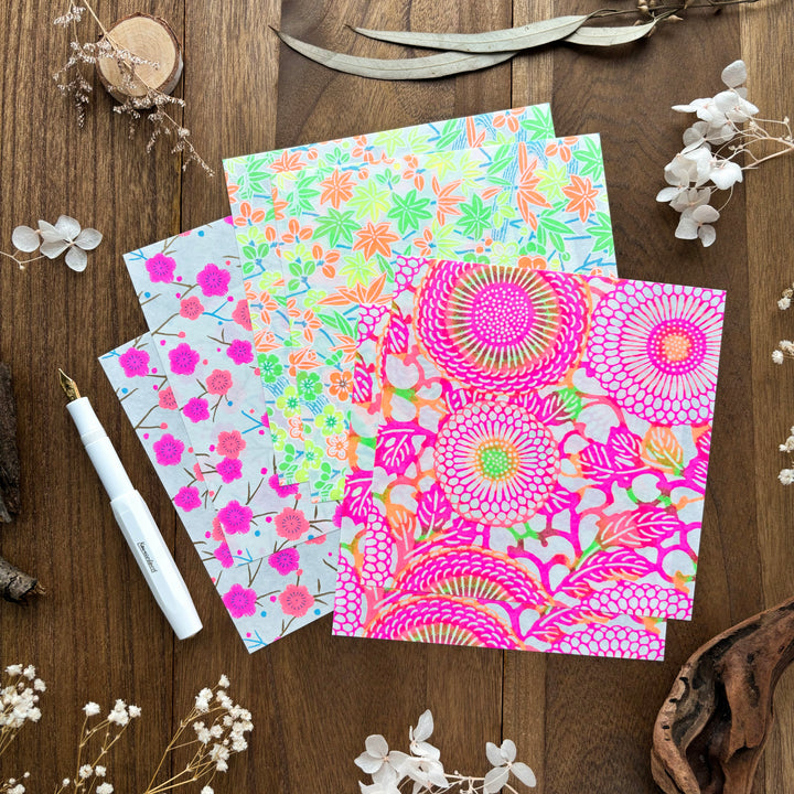 Yuzen Origami Paper Set - Neon