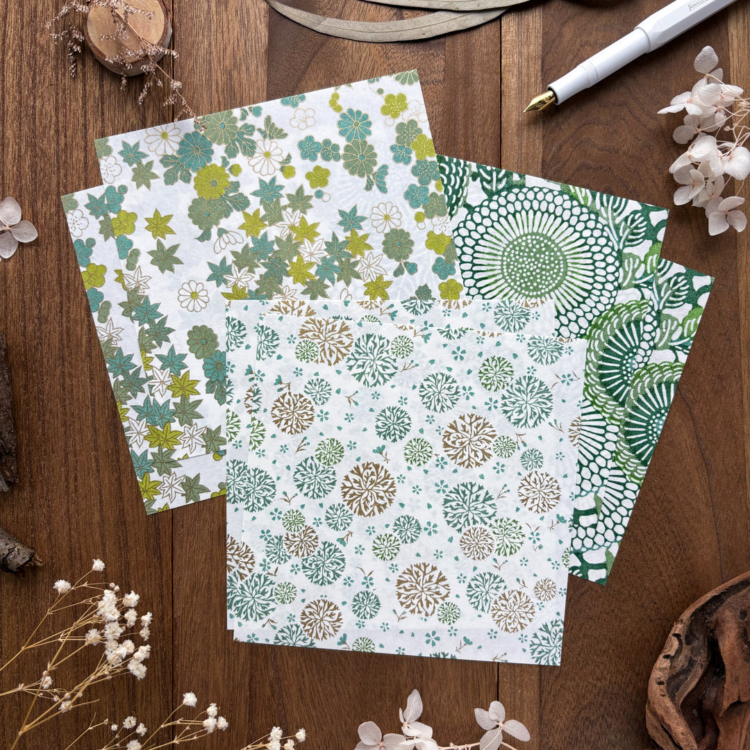 Yuzen Origami Paper Set - Green