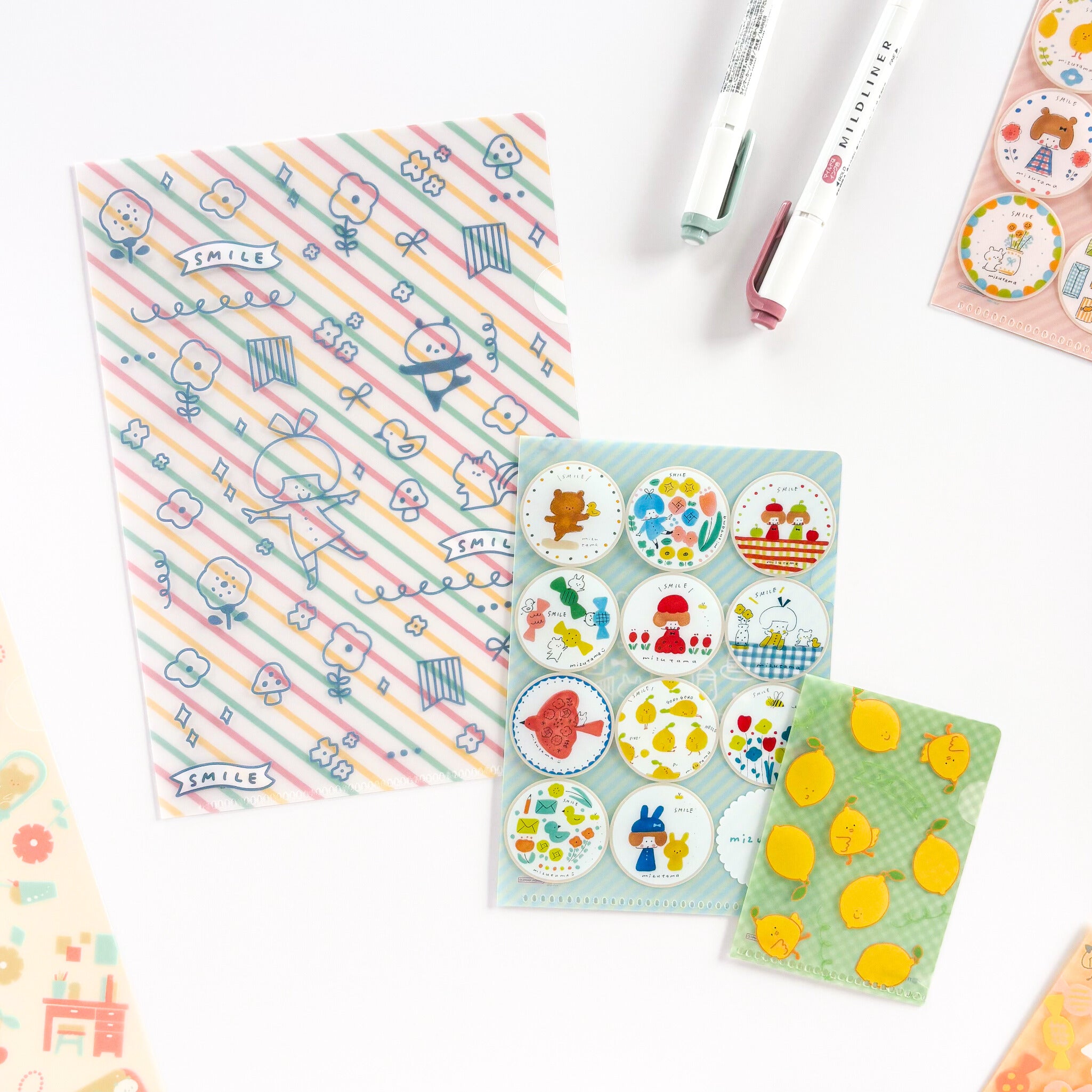 mizutama x サンスター文具 / クリアファイル3枚セット「blue & green