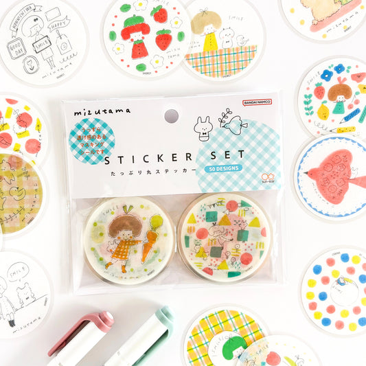 mizutama / Limited Edition / Circle Flake Stickers (light bule / 50 different stickers)