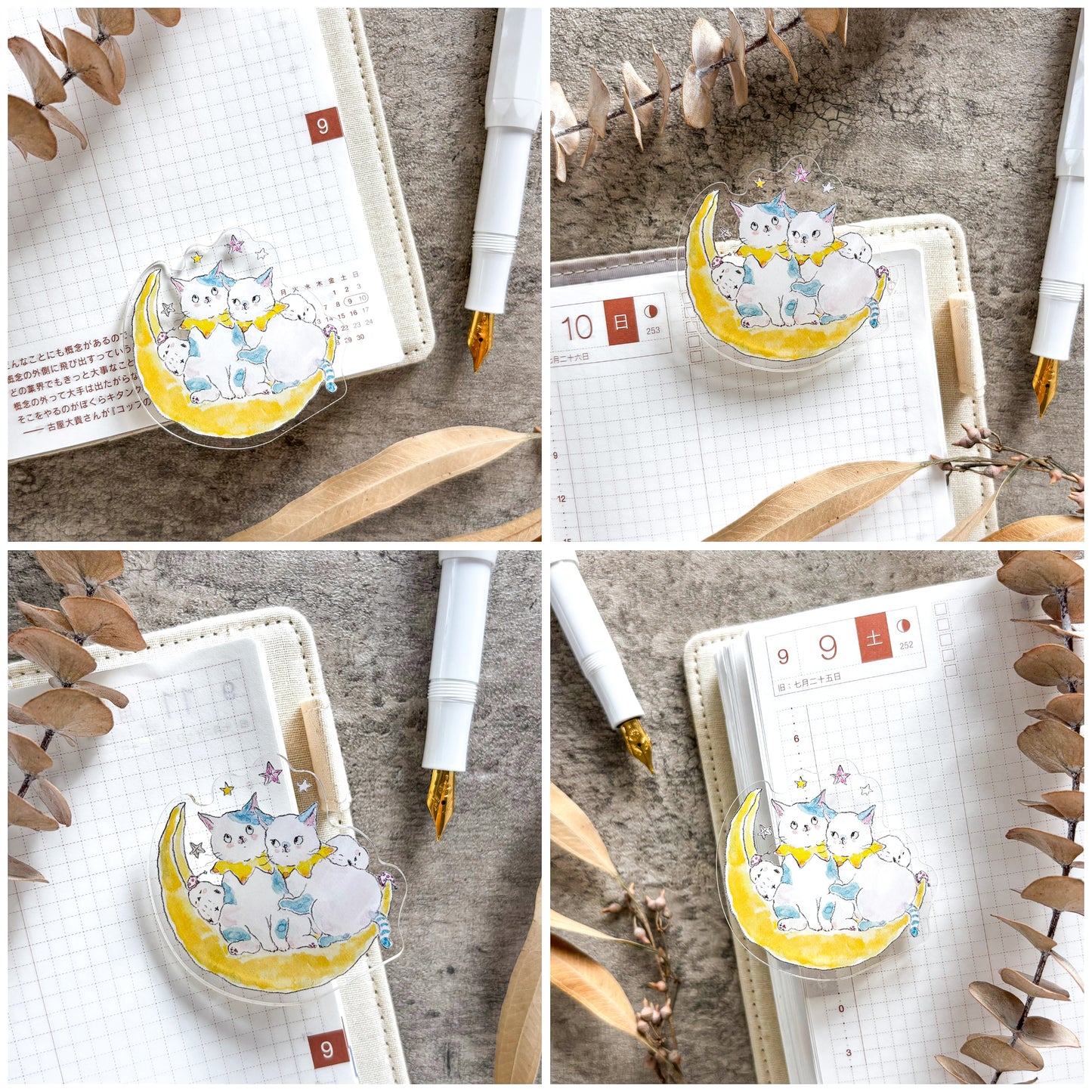 Tocorocomugi / Rotating Paper Clip - Moon & Star