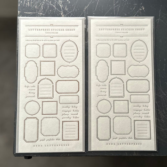 Letterpress Sticker Sheet - Frames