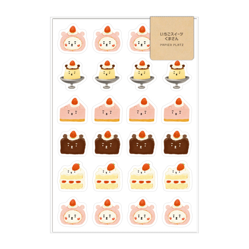 Okawari Stickers - Bear x Strawberry Sweets