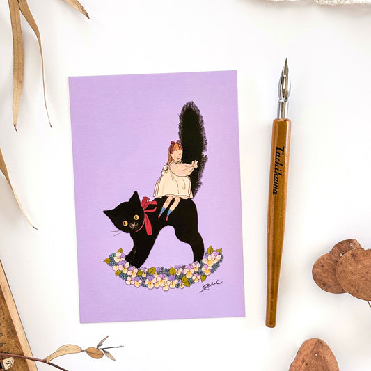 Rei Kurahashi / Shiny Postcard - Black Cat