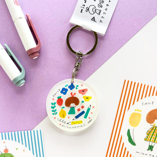 mizutama / Limited Edition / Acrylic Keychain - Girl & Pencil