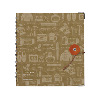 eric Leather String-tie Notebook w/t pocket - Khaki Cover (cream paper)