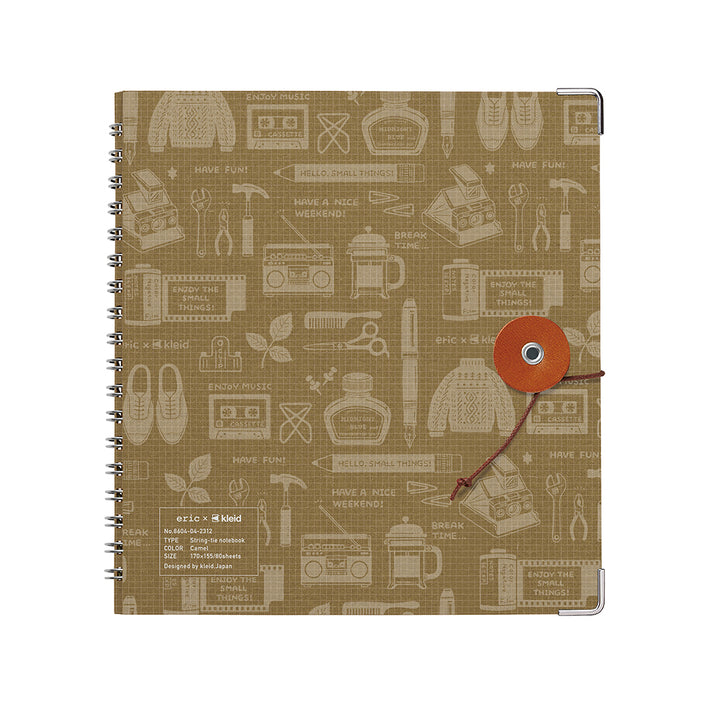 eric Leather String-tie Notebook w/t pocket - Khaki Cover (cream paper)
