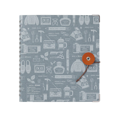 eric Leather String-tie Notebook w/t pocket - Gray Cover (cream paper)