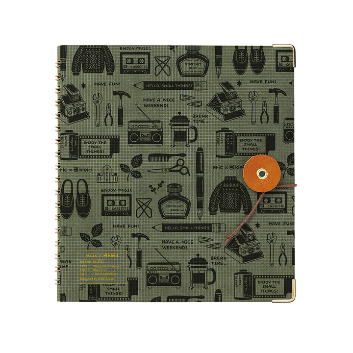 eric Leather String-tie Notebook w/t pocket - Deep Green Cover (kraft paper)