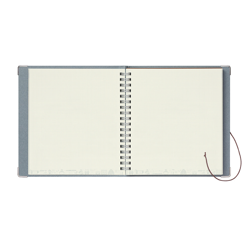 eric Leather String-tie Notebook w/t pocket - Gray Cover (cream paper)