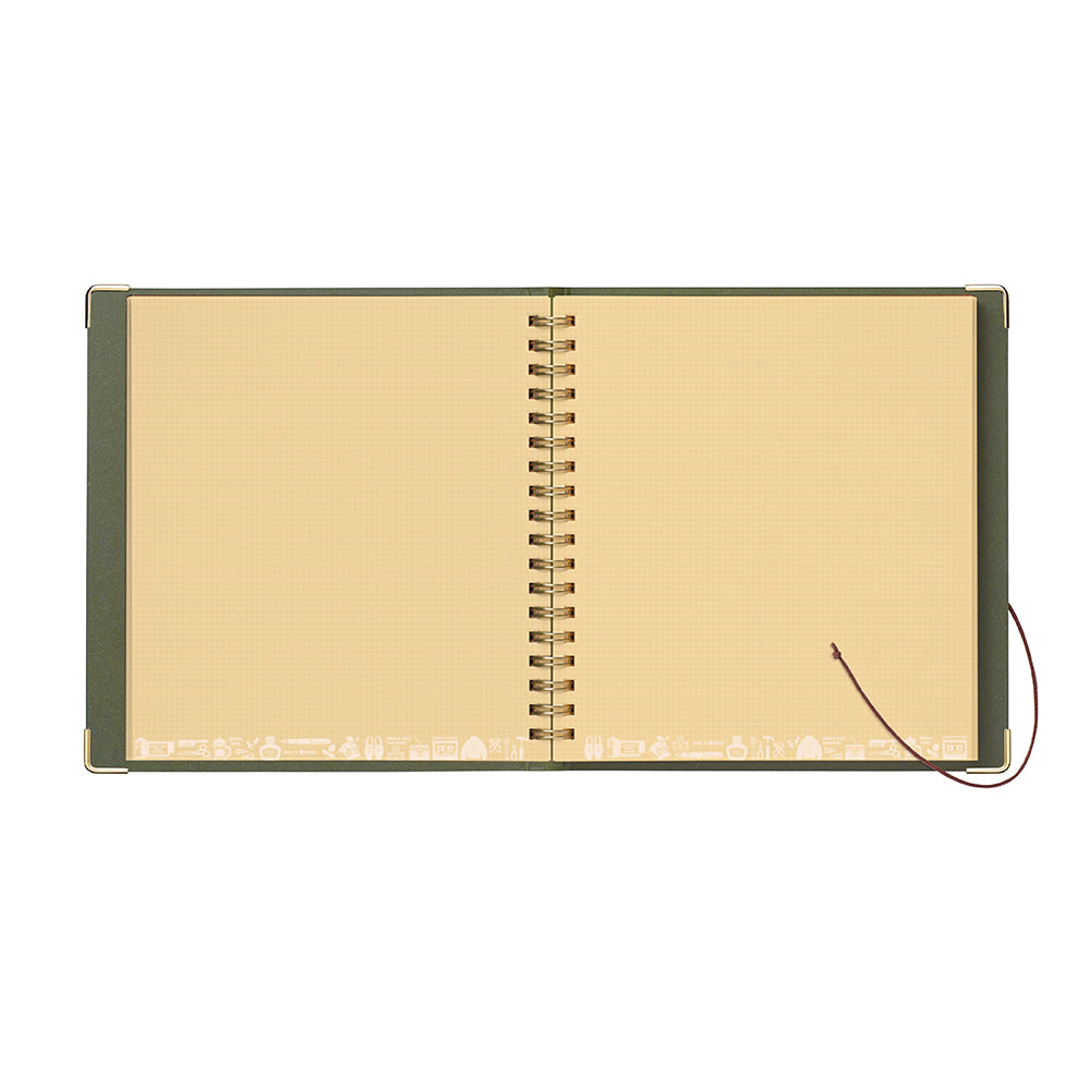 eric Leather String-tie Notebook w/t pocket - Deep Green Cover (kraft paper)