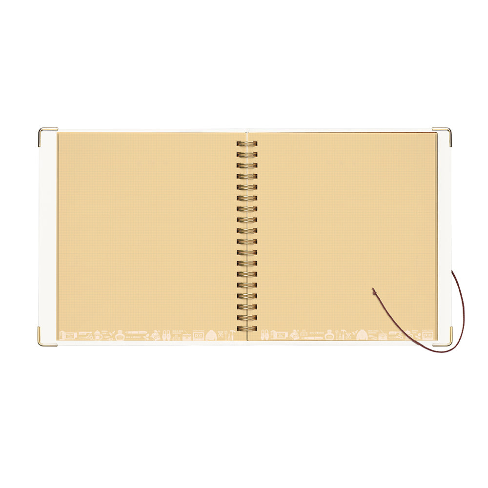 eric Leather String-tie Notebook w/t pocket - White Cover (kraft paper)