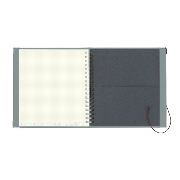 eric Leather String-tie Notebook w/t pocket - Gray Cover (cream paper)