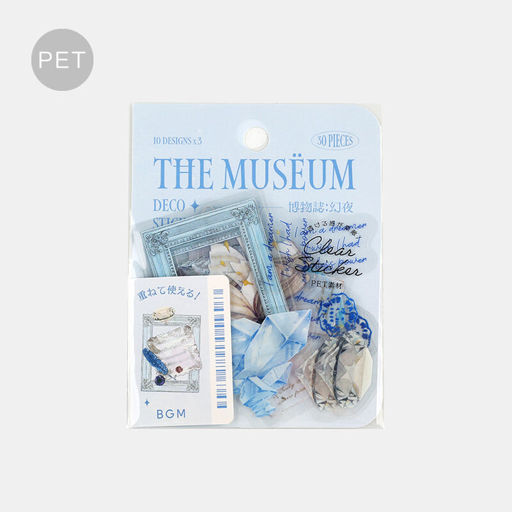 Clear Museum Flake Stickers -White