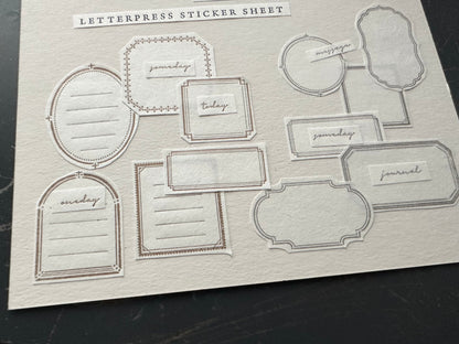 Letterpress Sticker Sheet - Frames