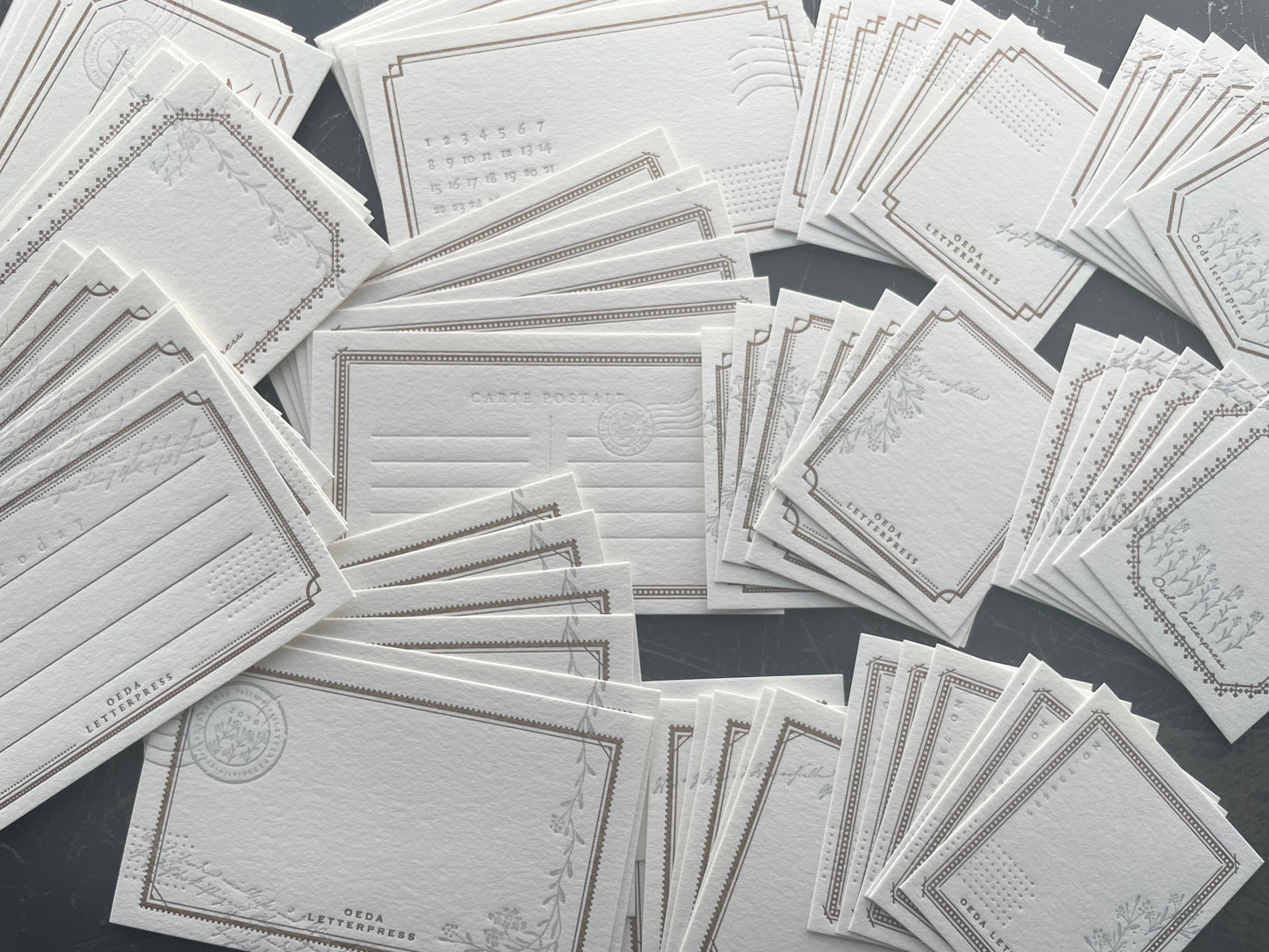 Letterpress Card Set - Mellow Silver