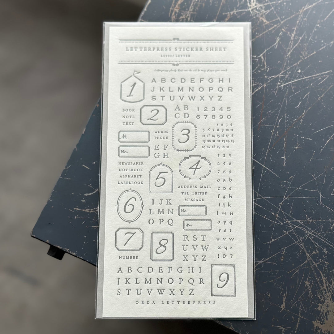 Letterpress Sticker Sheet - Alphabet (Dark Gray)