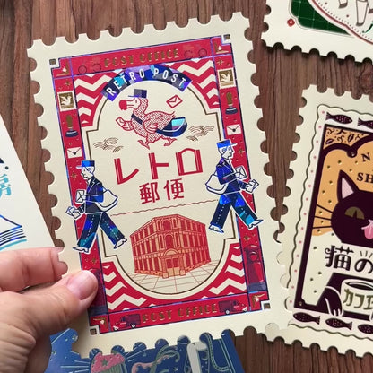 Obi1 / Shiny Die-cut Postcard - Retro Post