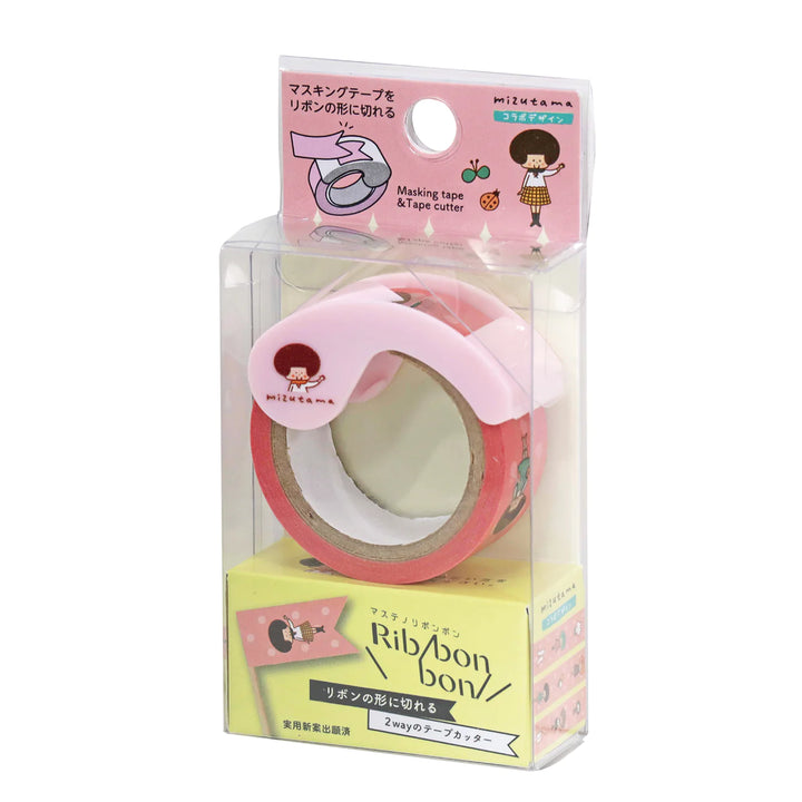 Limited Edition 2-Way Ribonbon Tape Cutter - mizutama (pink / ribbon)