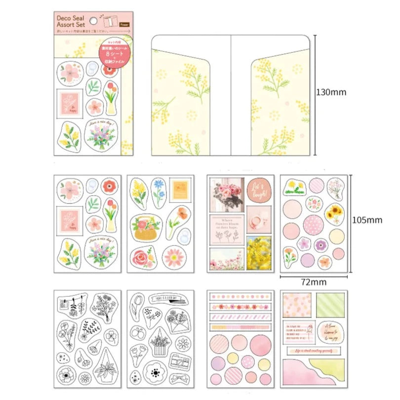 Deco Stickers Set - Flowers (8 sheets)