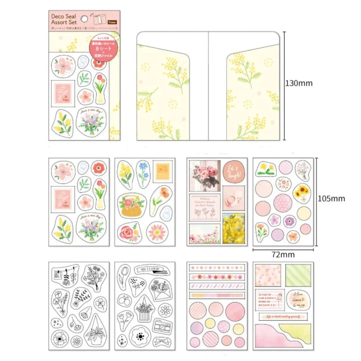 Deco Stickers Set - Flowers (8 sheets)