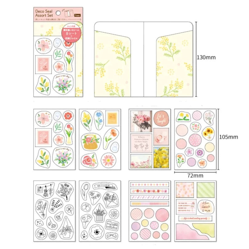 Deco Stickers Set - Flowers (Pack of 8 sheets)