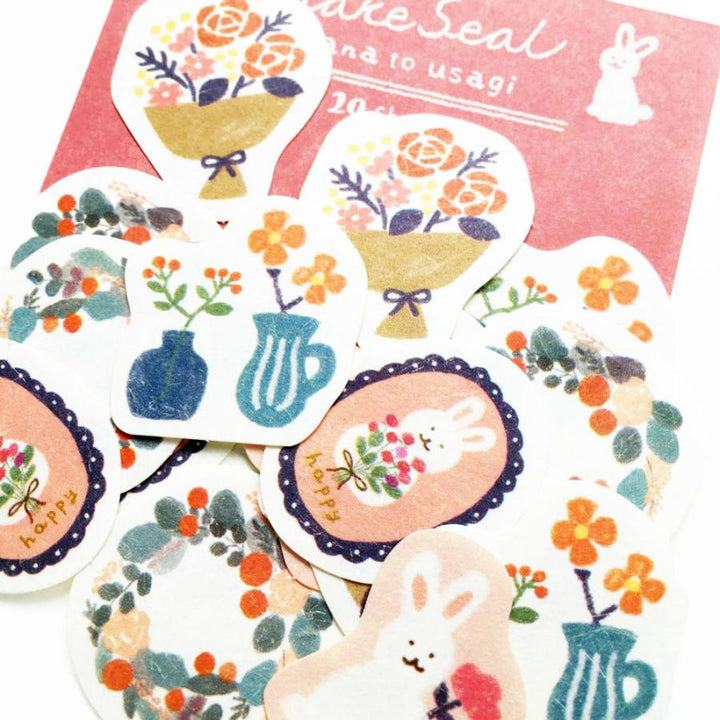 Winter Limited Flake Stickers - Flower and Bunny