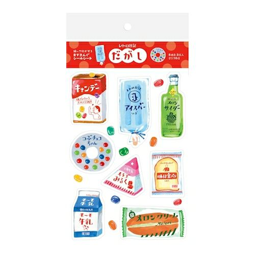 Retro Japan Stickers Set - Retro Snack (2 sheets)