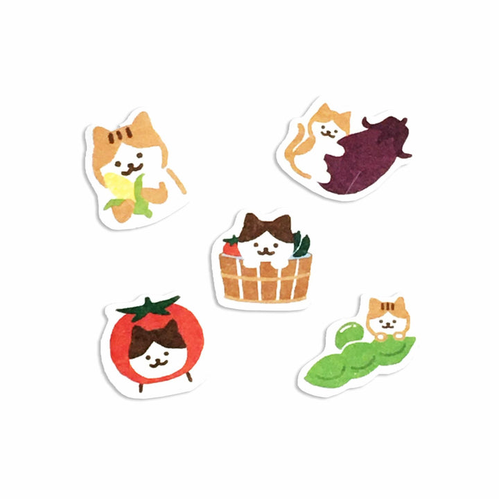 Summer Limited Flake Stickers - Cat Loves Summer Veggies