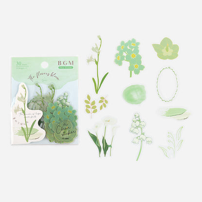 Green Blossom Flake Stickers