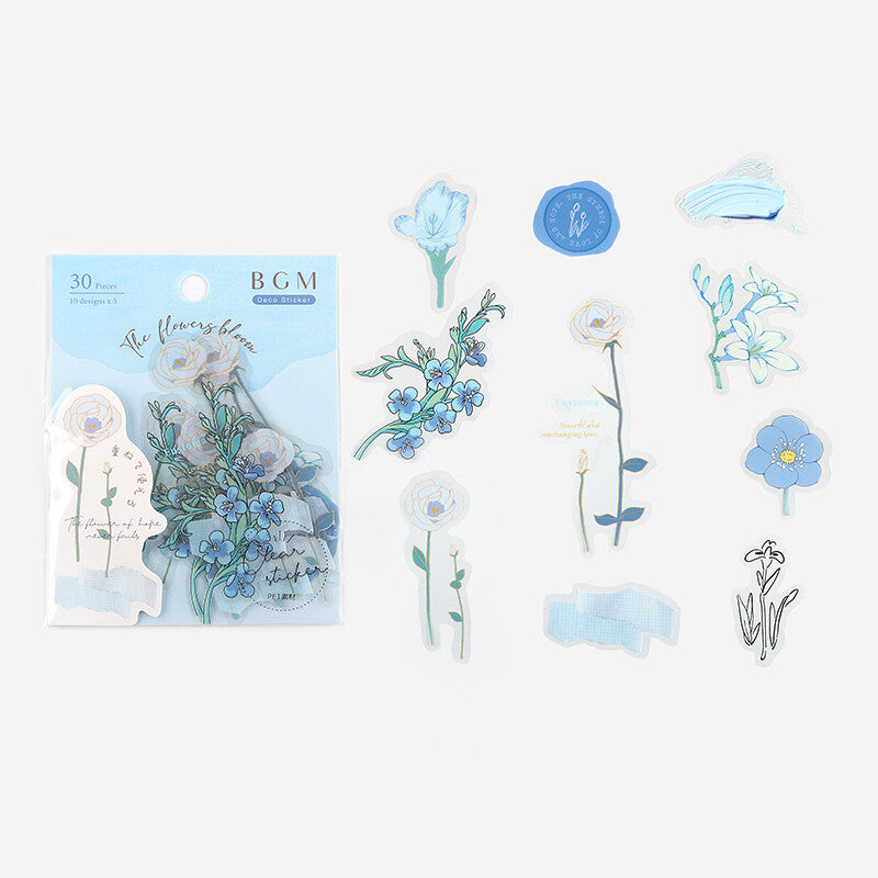 Flake Stickers - Blue Blossoms