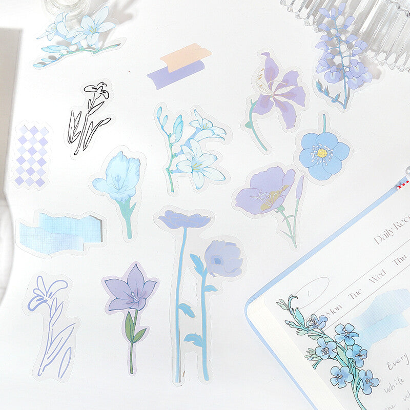 Flake Stickers - Blue Blossoms