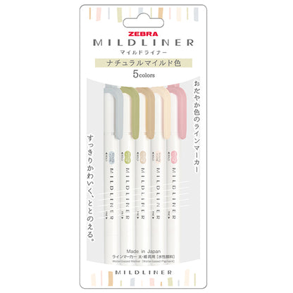 Zebra / Mildliner Highlighters - Natural (5 colors)