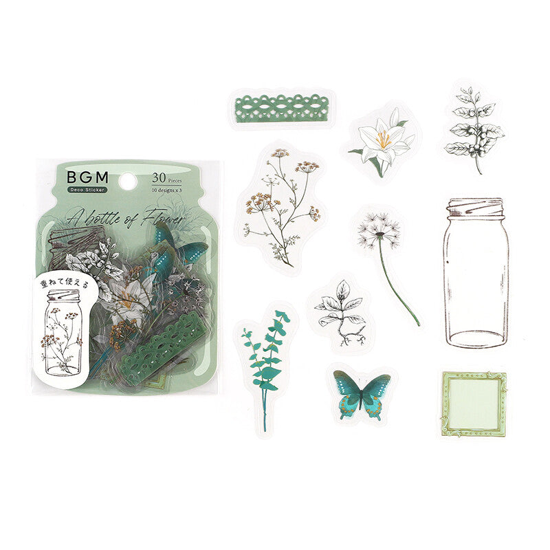 Little World Flake Stickers - Deep Green