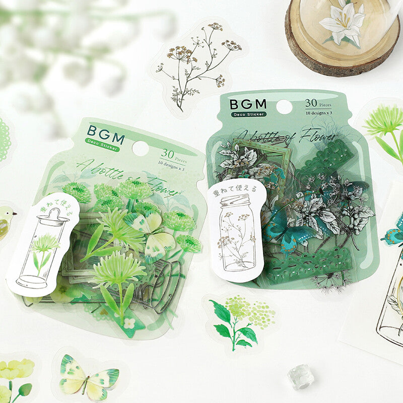 Little World Flake Stickers - Deep Green