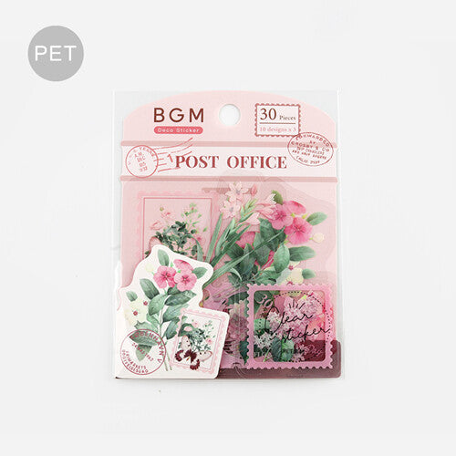 Post Office Flake Stickers - Pink Flowers