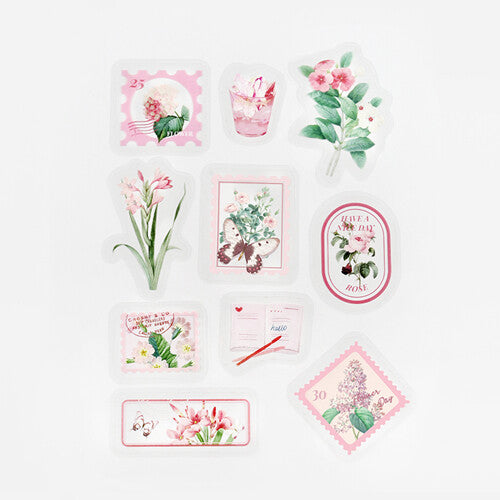 Flake Stickers - Pink Flowers