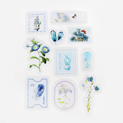 Flake Stickers - Blue Flowers